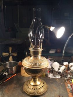 Early turn of the century solid brass oil lamp
