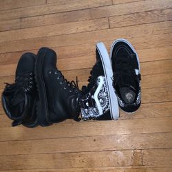 Size 12 Sketcher Work Boots And Size 12 Skull Vans 