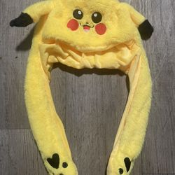 Pikachu Plush Hat with Moving Ears Pokemon Pop Up Cap NWOT