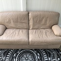 FREE DELIVERY Cream/Pink Color Leather Sofa Couch 