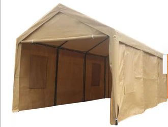 10 ft. x 20 ft. Heavy Duty Outdoor Car Canopy Carport Portable Garage Sand