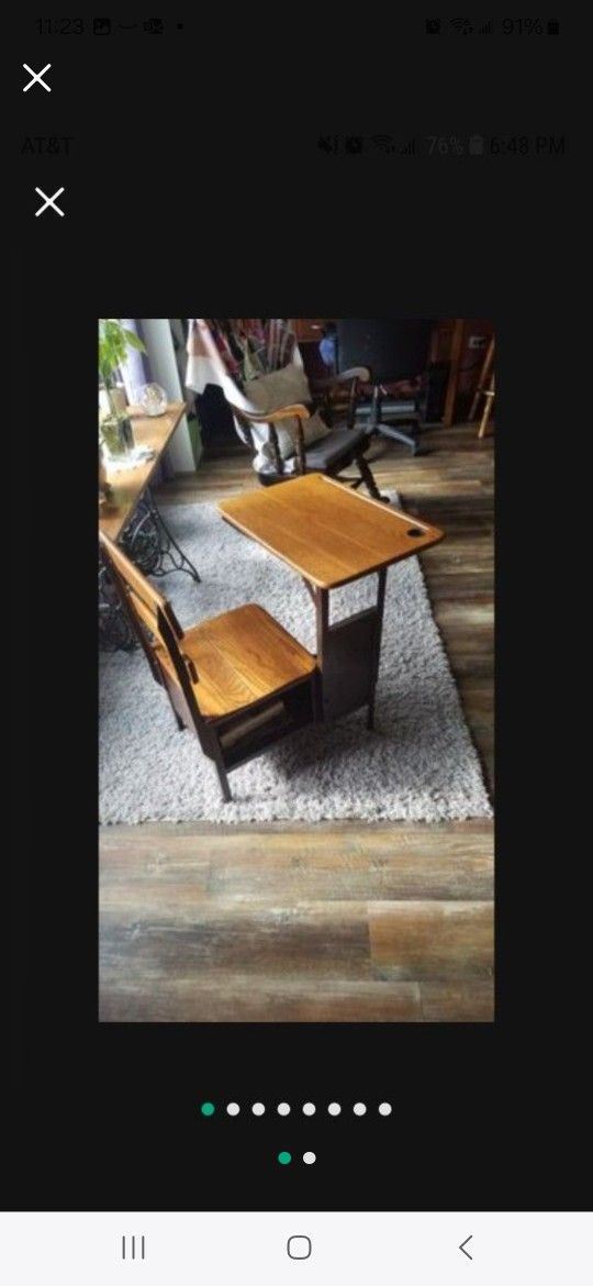 Awesome Vintage / Antique Child's Desk & Seat (with built in shelf under seat)...
