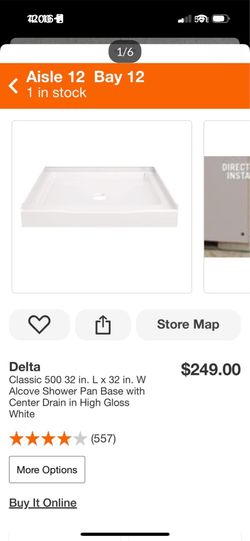 32x32 DELTA  WHITE SHOWER PAN NEW