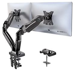 HUANUO Dual Monitor Stand, Adjustable Spring Monitor Desk Mount Swivel Vesa Bracket with C Clamp/Grommet Mounting Base for 17 to 27 Inch Computer Scre