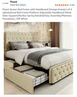 Queen Bed Frame with Drawers