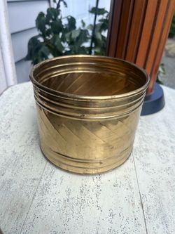Vintage brass pot or decorative home accent