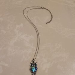 Silver and Abalone Owl Necklace 