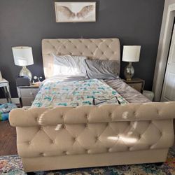 Upholstered queen bed frame