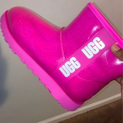 Pink Ugg rain Boots Size 10