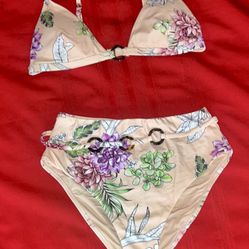 $15 Peach Floral Bikini Medium