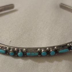  Vintage Navajo  Turquoise  Cuff Bracelet -  Silver