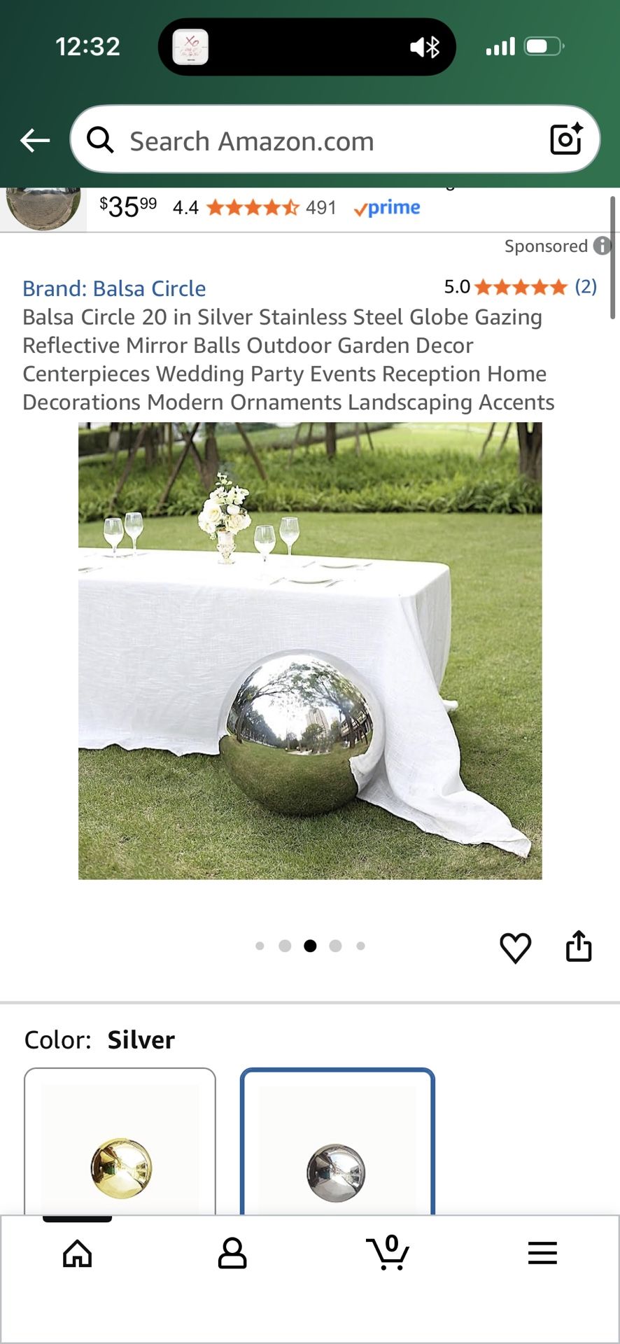 20in Silver Mirror Globe Ball