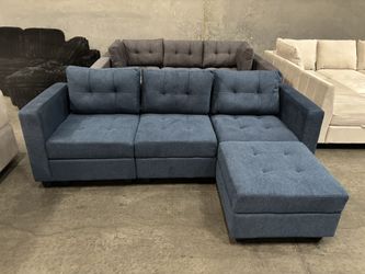Blue Modular couch With Storage
