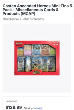 Costco Ascended Heroes Mini Tins 5 Pack