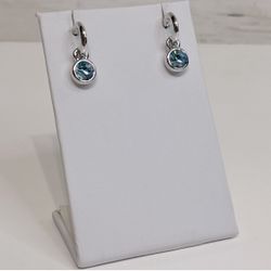 NEW Silver & Aquamarine Crystal Dangle Charm Earrings PRICE FIRM