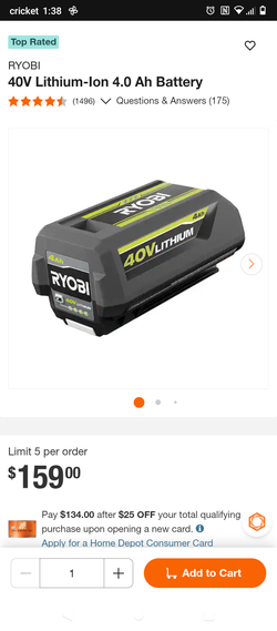Ryobi 40v battery