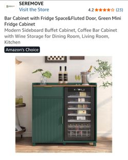 Seremove Green Bar Cabinet with Wine Fridge Space