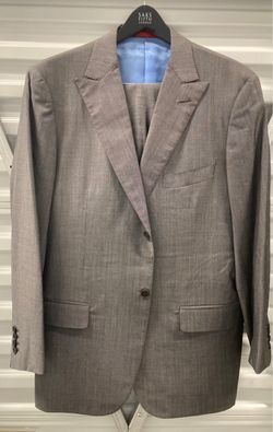 Beautiful ISAIA 2 Piece Grey Gray Nailhead Made in Italy Wool Silk Blend SUIT w/ Peak Lapel 42/43 R*
