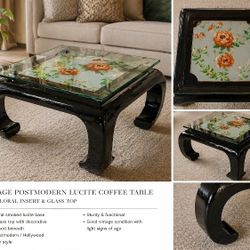 Vintage Lucite Coffee Table w/ Glass Top – Postmodern / Hollywood Regency
