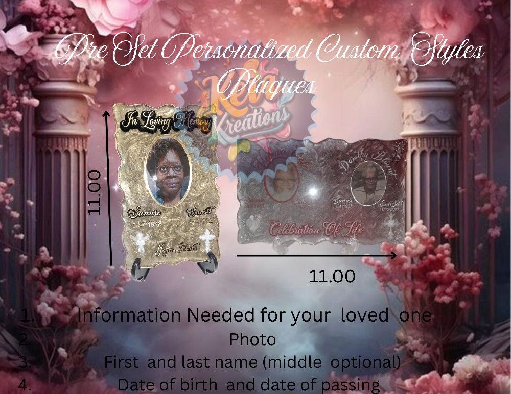 Blank Personalized Memorial Plaques & Elagant Car Charms