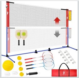 Pickleball Net Set Portable 10 Ft Adjustable Badminton Volleyball Backyard Game