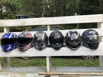 Various Helmets, SHOEI, GMax, Zox, 818 Sizes L & XL