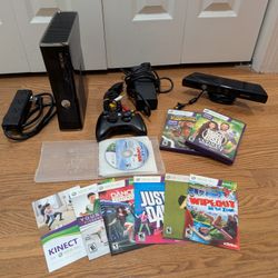 XBOX 360 Slim 250 GB + KINECT + Wireless Controller + 5 Games + AV and Power Cords