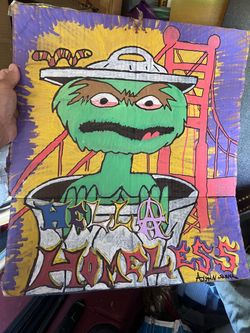Original Oscar the grouch Cardboard Art Painting