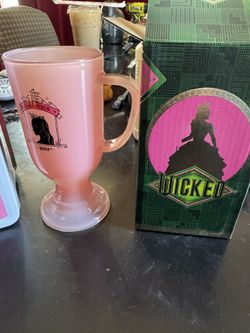 Wicked 2024 Glinda Glass Pedestal Footed Mug Cup Boxed Alamo Drafthouse