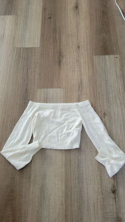 White Off-Shoulder Long Sleeve Crop Top