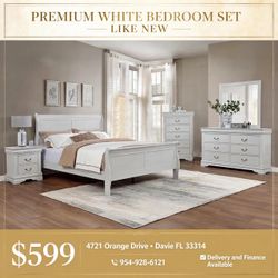 White Sleigh Bedroom Set- shop now pay later