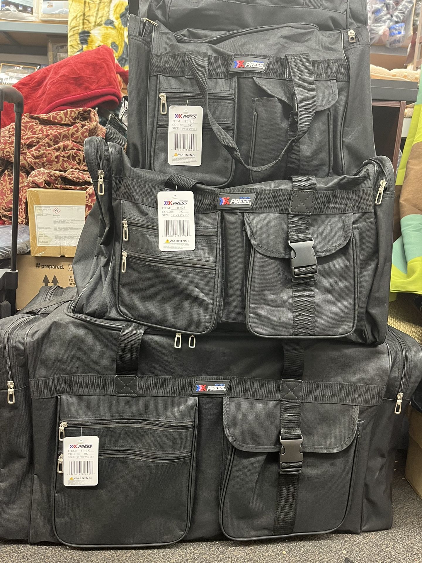 NEW Duffle Bag With Wheels XS S M L XL XXL Carry On Carryon Carry-on Small Medium Large X-Large Suitcase Luggage Black Set Black Red zipper Maleta