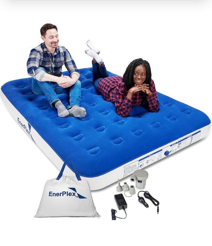 Never-Leak Camping Series Twin/Queen Camping Airbed with High Speed Pump Air Mattress Single High Inflatable Blow Up Bed for Home Camping Travel NEW.
