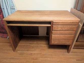 Wood Desk with Drawers and Keyboard Tray