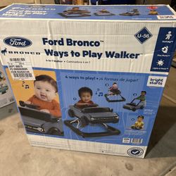 Ford Bronco 4-in-1 Blue Grey Infant Baby Activity Walker with 4 Ways to Play by Bright Starts, Unisex, Newborn +
