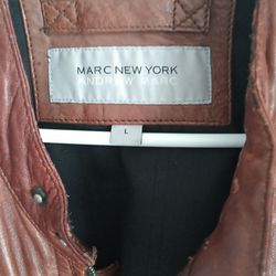 Andrew Marc Leather Jacket(Lrg) & Silver silk Sweater (Med)