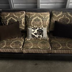 Loveseat, Recliner, and Ottoman With Cushions