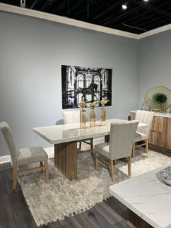 Sophisticated look Pc dining set showcase of modern design and natural elegance