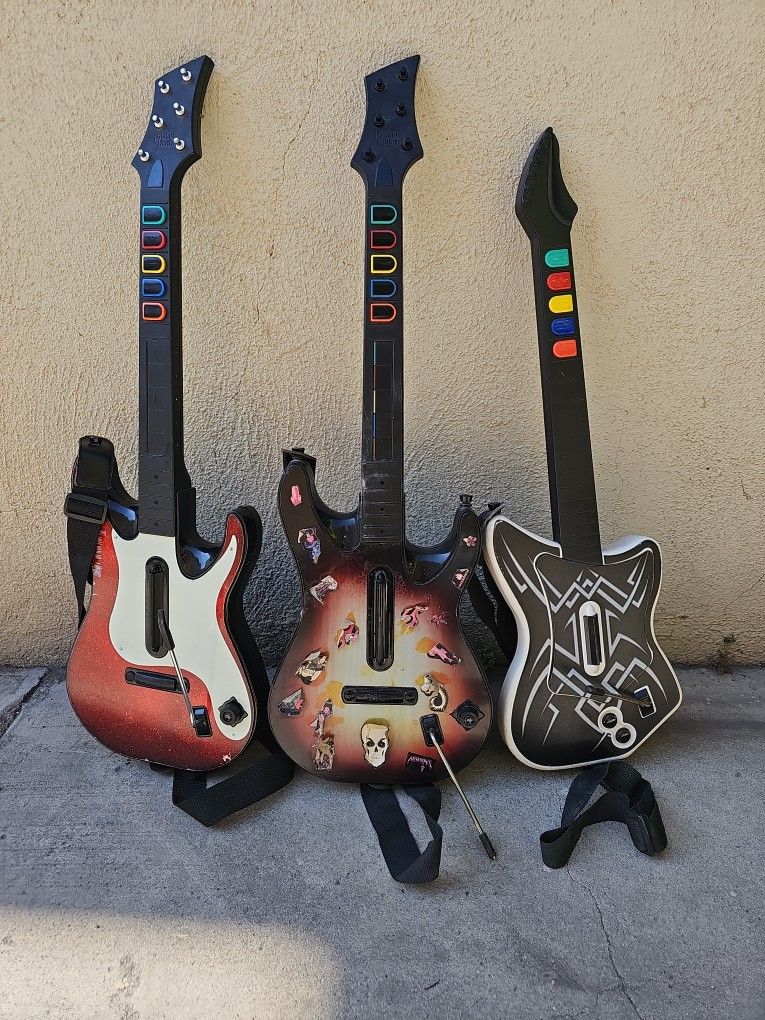 Ps3 Or Ps2 Guitar Hero Controller All Lot Bundle $60