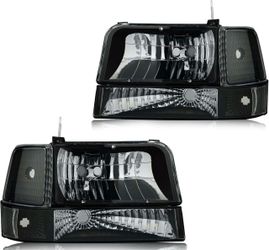Black Housing Clear Lens Headlight Assembly Pair