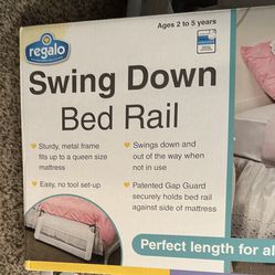 Regalo Swing Down Bed Rail 43” New in box plus 43”and 48” out of box.  Sturdy, metal frame fits up to a queen size mattress Swings down and out of the