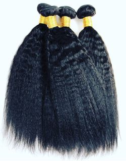 10A Kinky Straight Human Hair Bundles 12”14”16”18”