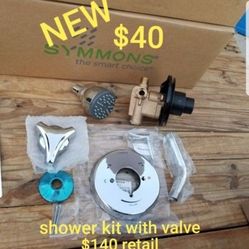 NEW bathroom shower kit with water valve $140+tax retail . my price only $40
