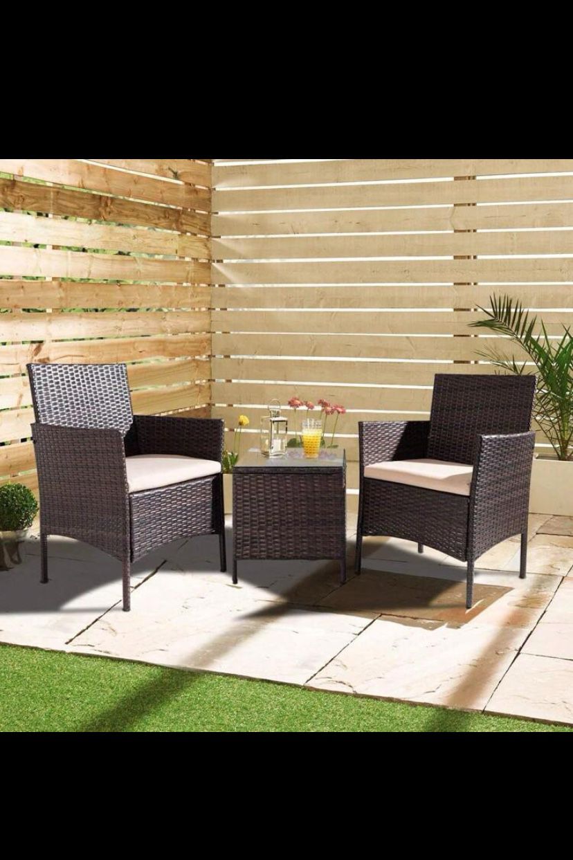 3 Pieces Patio Furniture Patio Chairs Set of 2 with Coffee Table Outdoor Furniture