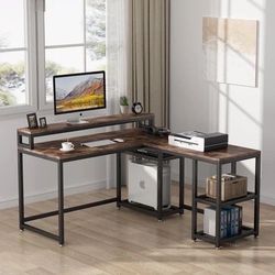  L Shaped Reversible Rustic Brown Desk