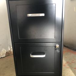 Staples 2- Drawer Vertical File Cabinet Mobile, Letter Size, Lockable, 24.1 H  x  14.3 W x 18 “ D, Black.