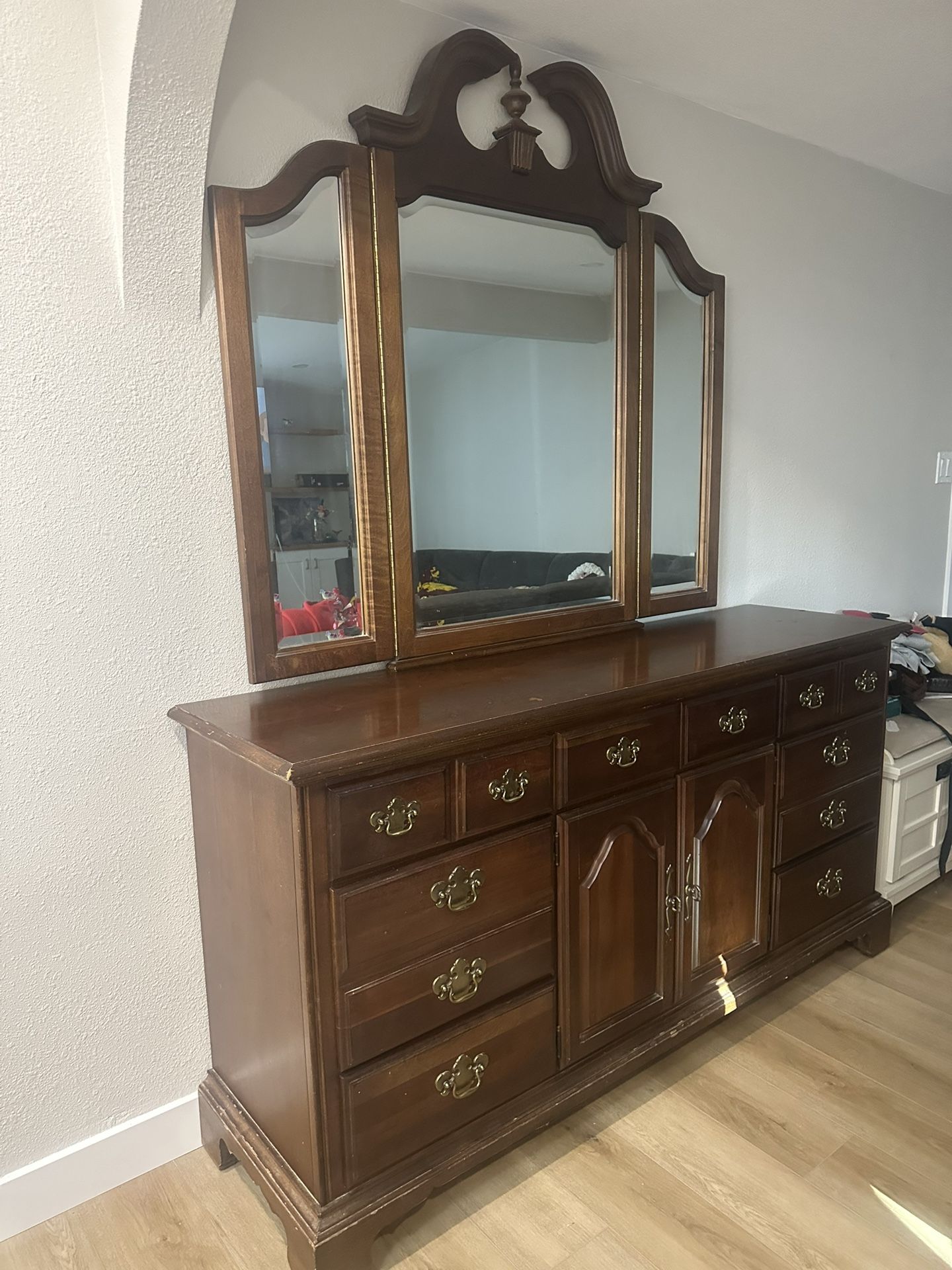 Brown Wood Dresser With Matching Drawers