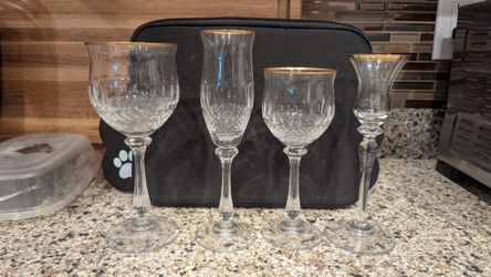 Vintage Mikasa Gold Trim  Wine, Water, Champagne Set