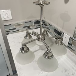 Monument 5-Light Brushed Nickel Chandelier with Frosted Glass