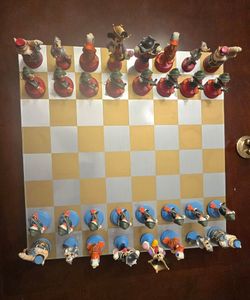 Vintage WALT DISNEY Pewter Chess Set  Characters HAND PAINTED 1980’s